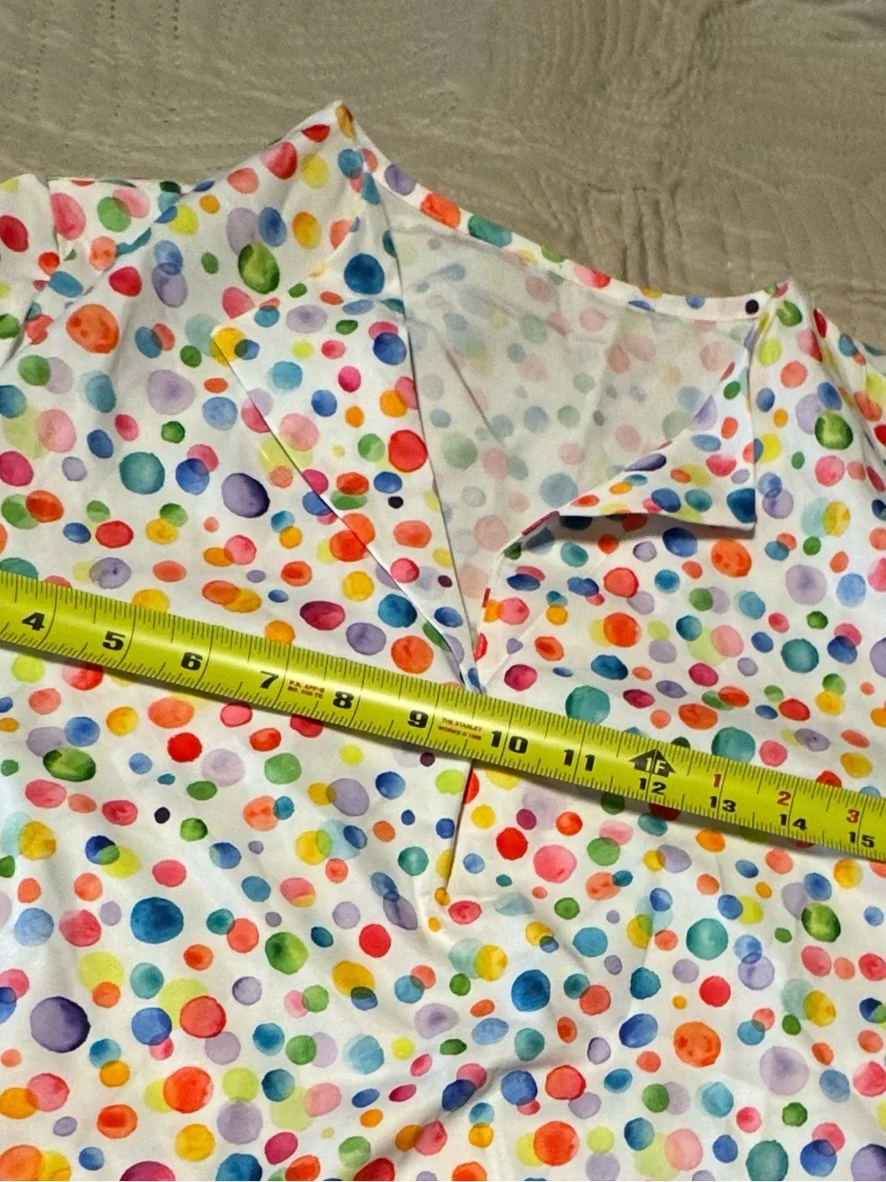 Emery Rose Multicolor Polka Dot Short Sleeve Top - White Background NWT Medium